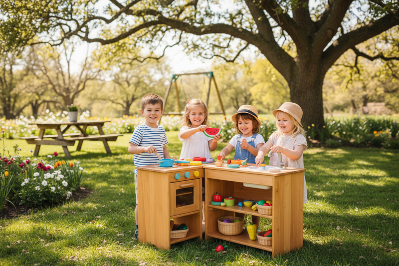 Kids Outdoor Wooden Pretend Mud Kitchen